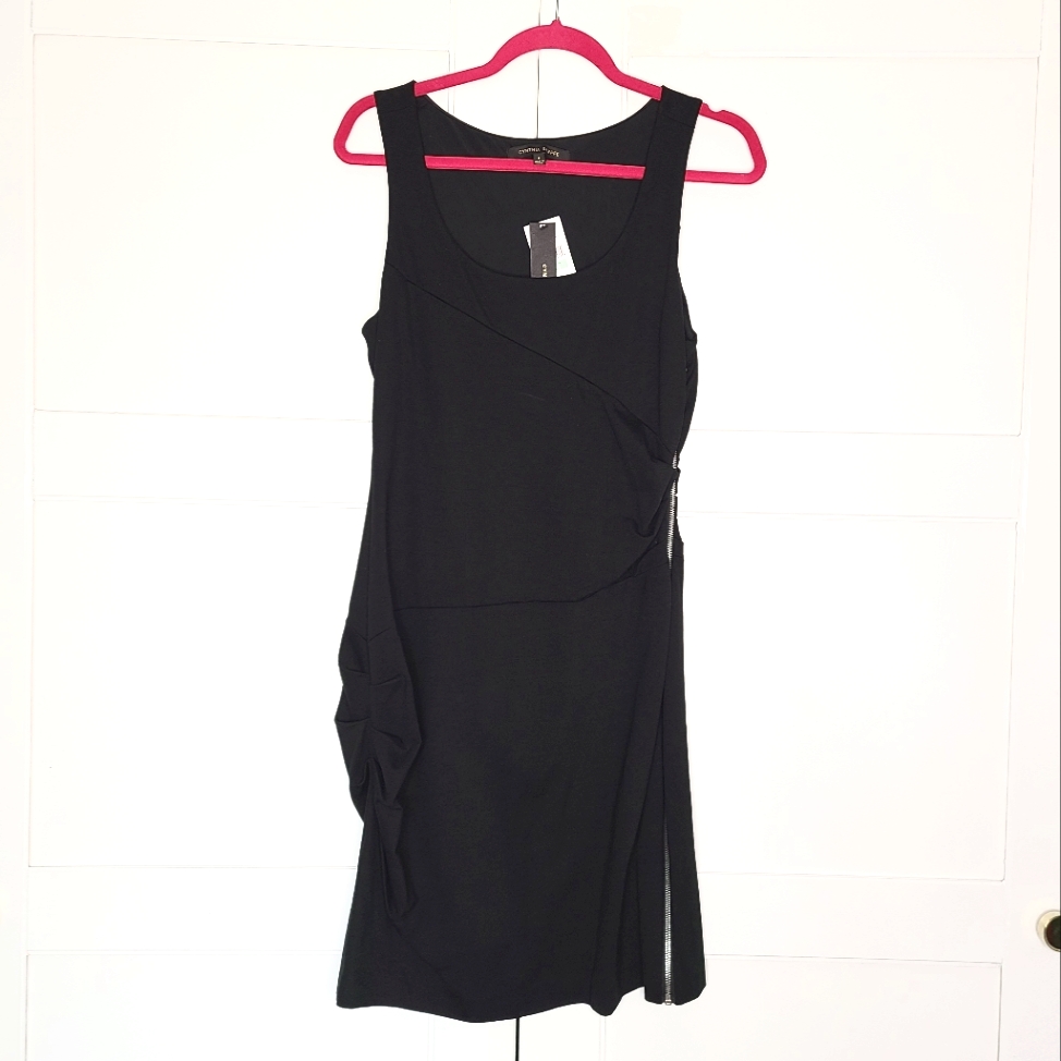 Nwt Black Sleeveless Side Zip Midi Dress